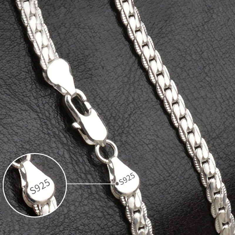 18K Gold/Silver Color 6Mm Full Sideways Necklace 8/18/20/24 Inch Chain for Woman Men Fashion Wedding Engagement Jewelry