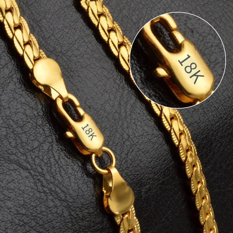 18K Gold/Silver Color 6Mm Full Sideways Necklace 8/18/20/24 Inch Chain for Woman Men Fashion Wedding Engagement Jewelry