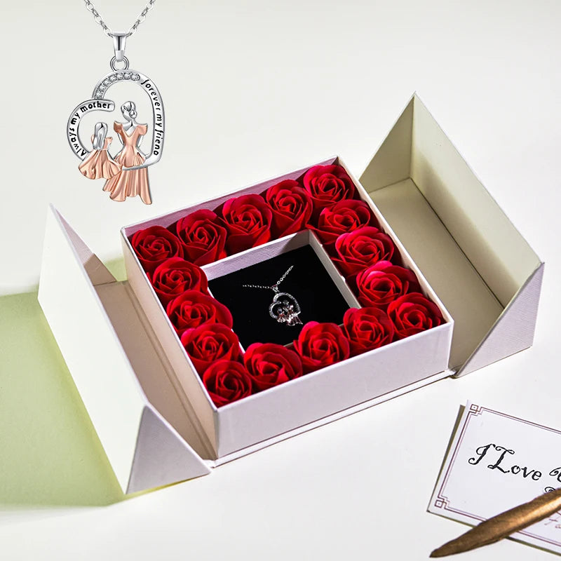 Gifts for Women Jewelry Pendant Necklace /W Soap Eternal Rose Gift Box Mother'S Day Necklace Jewelry Wedding Anniversary Gifts
