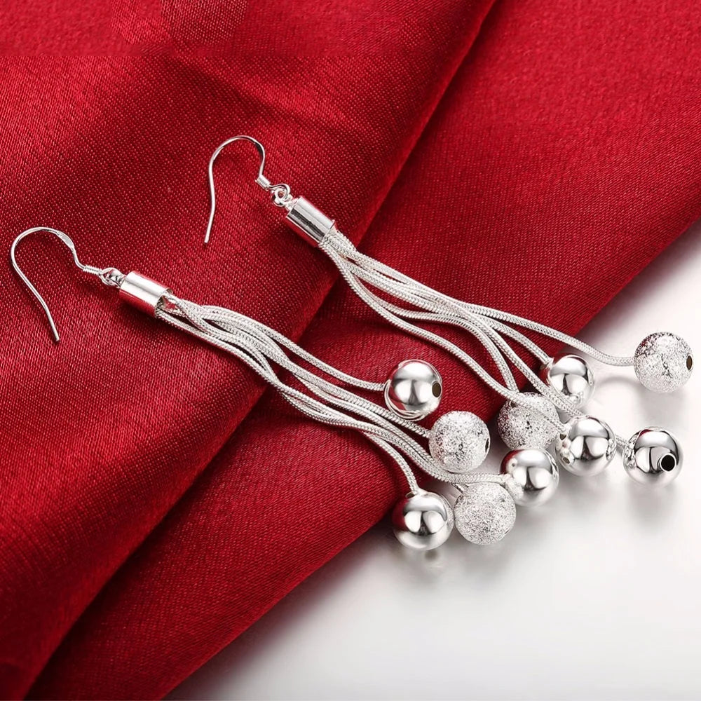 925 Sterling Silver High-Quality Five-Wire Beads Necklace Bracelet Earring New Ladies Wedding Jewelry Party Gift