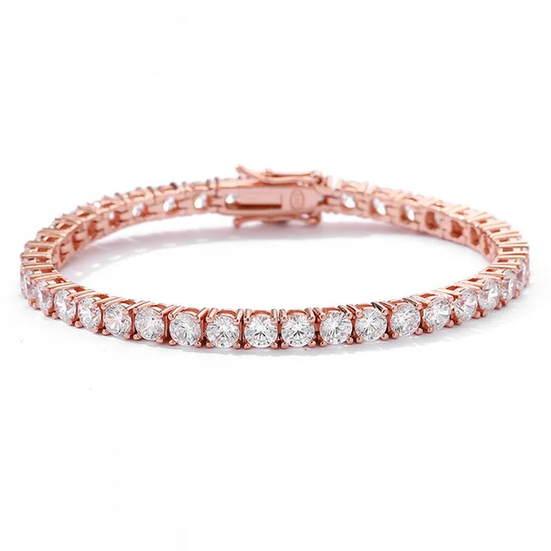 Women Classic Moissanite Tennis Bracelet Original S925 Sterling Silver Plated 18K White Gold Cubic Zirconia Bracelets for Men