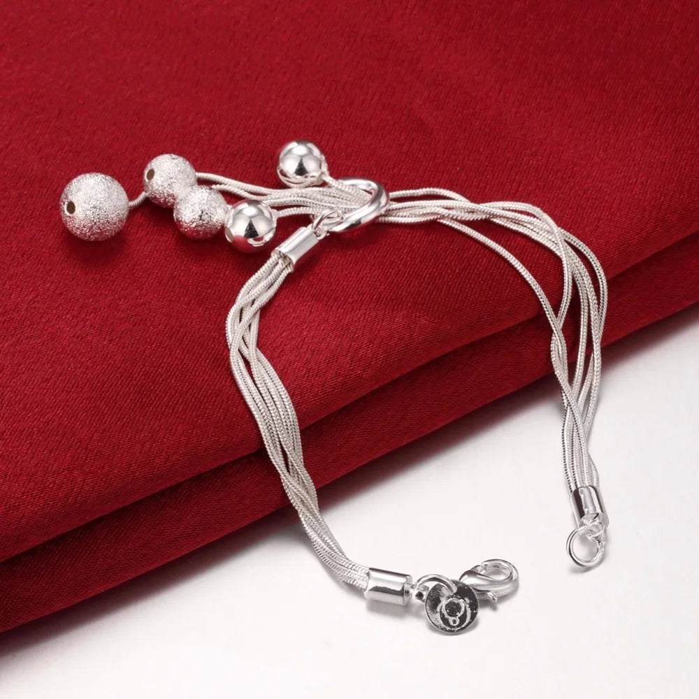 925 Sterling Silver High-Quality Five-Wire Beads Necklace Bracelet Earring New Ladies Wedding Jewelry Party Gift