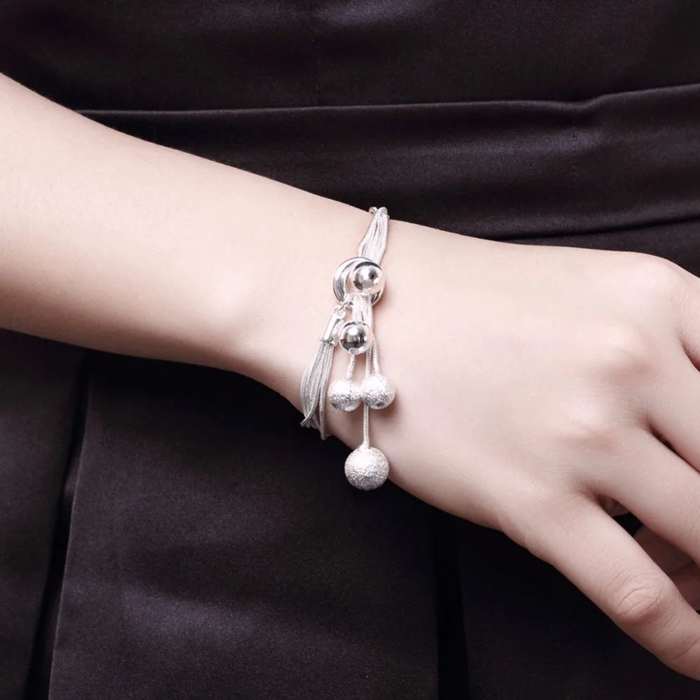 925 Sterling Silver High-Quality Five-Wire Beads Necklace Bracelet Earring New Ladies Wedding Jewelry Party Gift