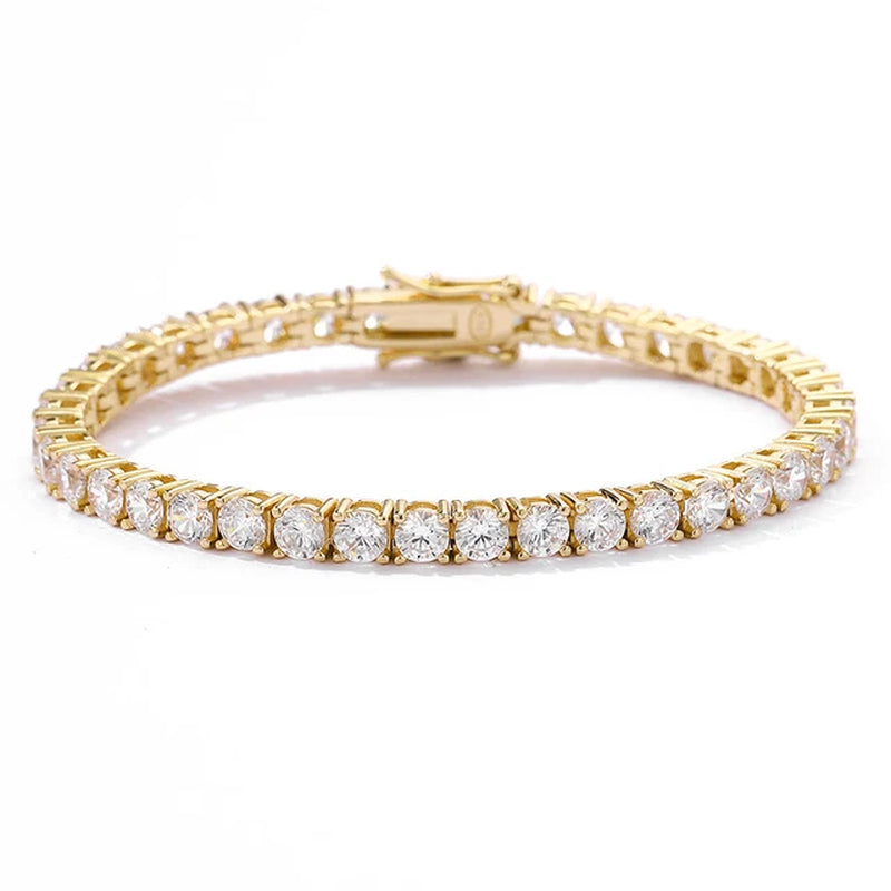 Women Classic Moissanite Tennis Bracelet Original S925 Sterling Silver Plated 18K White Gold Cubic Zirconia Bracelets for Men