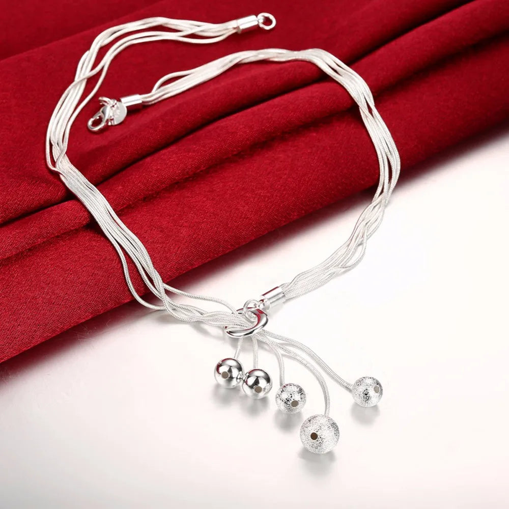 925 Sterling Silver High-Quality Five-Wire Beads Necklace Bracelet Earring New Ladies Wedding Jewelry Party Gift