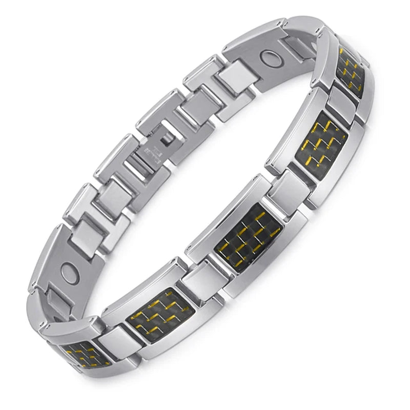 Stainles Steel Bracelet for Men Gold Plated Bio Energy Magnetic Health Bracelet Original Therapeutic Accessories