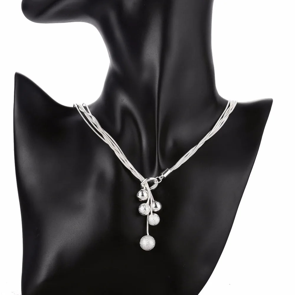 925 Sterling Silver High-Quality Five-Wire Beads Necklace Bracelet Earring New Ladies Wedding Jewelry Party Gift