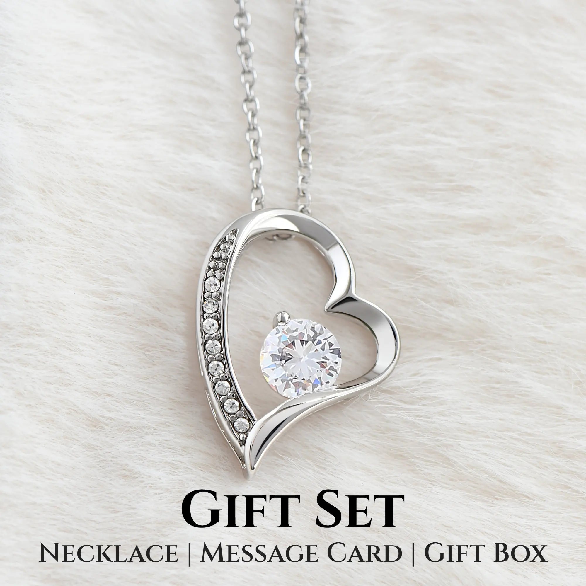 Heart Pendant Necklace with Mother's Day Gift Note for Mom