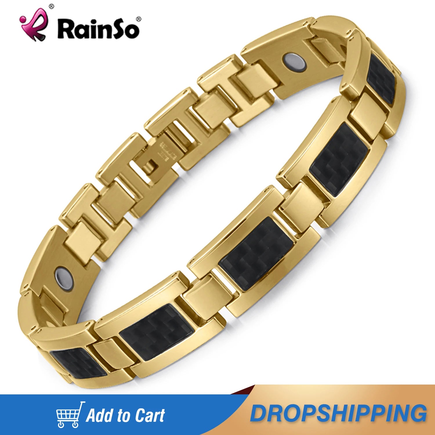 Stainles Steel Bracelet for Men Gold Plated Bio Energy Magnetic Health Bracelet Original Therapeutic Accessories